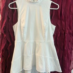 White House Black Market White Peplum Blouse
